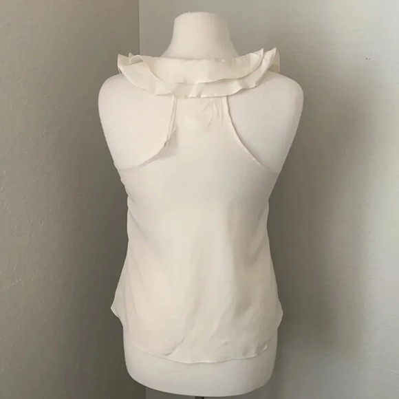 BODY CENTRAL cream colored ruffle top with beaded neck details - Picture 8 of 11